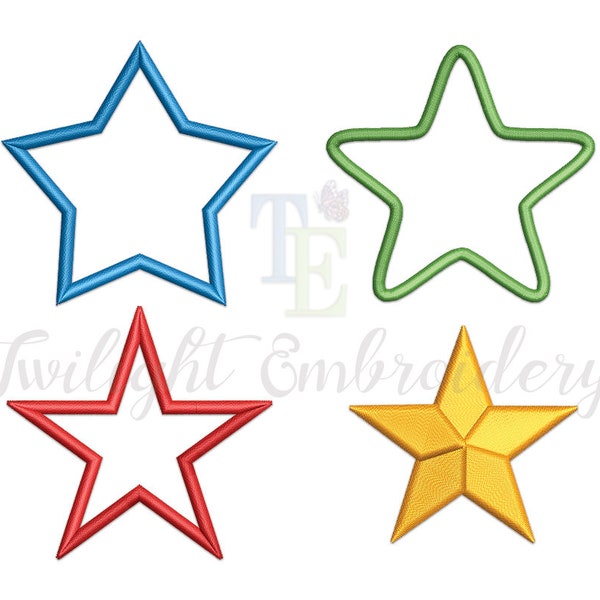 Set of 4 Star Machine Embroidery Designs Embroidery Star Design Star Applique Embroidery Designs Star Fill Design INSTANT DOWNLOAD