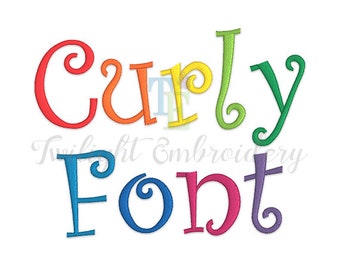 Curly Embroidery Font Machine Embroidery Curly Font In 6 Sizes INSTANT DOWNLOAD