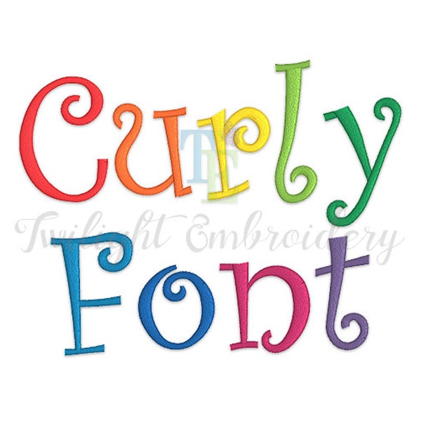 Curly Embroidery Font Machine Embroidery Curly Font In 6 Sizes INSTANT DOWNLOAD