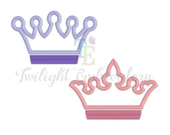 Set of 2 Crown Applique Machine Embroidery Designs, Machine Embroidery Designs INSTANT DOWNLOAD