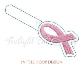 Awareness Ribbon Key Fob Embroidery Design, ITH Key Fob Machine Embroidery Design, In The Hoop INSTANT DOWNLOAD