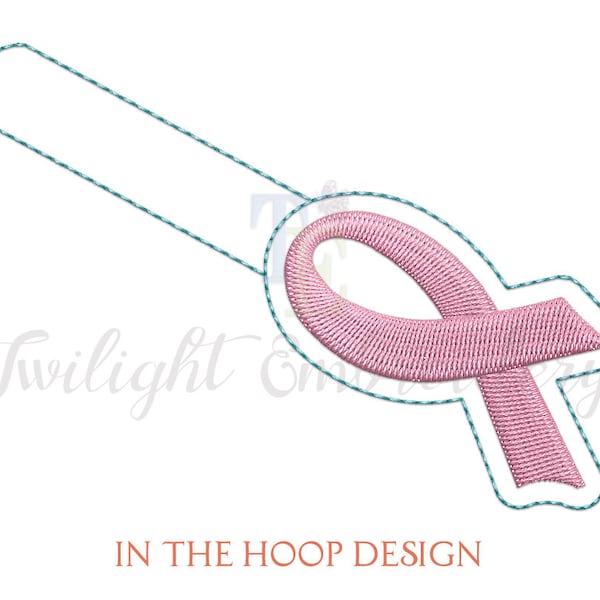 Awareness Ribbon Key Fob Embroidery Design, ITH Key Fob Machine Embroidery Design, In The Hoop INSTANT DOWNLOAD