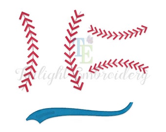 Set of 2 Baseball Stitches Machine Embroidery Designs Baseball Laces Embroidery Designs Baseball Swoosh Embroidery Design INSTANT DOWNLOAD