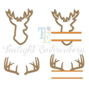 Set of 4 Deer Machine Embroidery Designs, Deer Head Applique Designs, Deer Antlers Machine Embroidery Designs INSTANT DOWNLOAD