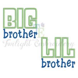 Set of 2 Big Brother Applique Machine Embroidery Designs, Little Brother Applique Machine Embroidery Design INSTANT DOWNLOAD