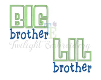 Set of 2 Big Brother Applique Machine Embroidery Designs, Little Brother Applique Machine Embroidery Design INSTANT DOWNLOAD