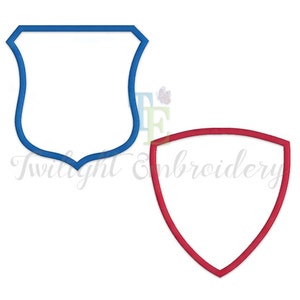 Set of 2 Shield Applique Machine Embroidery Designs, Crest Machine Embroidery Design INSTANT DOWNLOAD