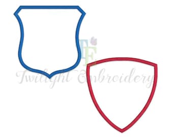 Set of 2 Shield Applique Machine Embroidery Designs, Crest Machine Embroidery Design INSTANT DOWNLOAD