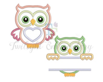 Set di 2 Owl Applique Machine Embroidery Designs DOWNLOAD ISTANTANEO