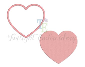 Set of 2 Heart Machine Embroidery Designs Heart Applique Machine Embroidery Design Heart Fill Stitch Embroidery Design INSTANT DOWNLOAD