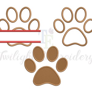 Set of 3 Paw Print Machine Embroidery Designs Paw Print Fill Stitch Embroidery Design Paw Print Applique Embroidery Design INSTANT DOWNLOAD image 1