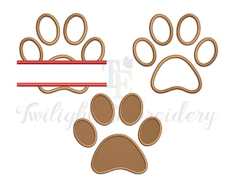 Set of 3 Paw Print Machine Embroidery Designs Paw Print Fill Stitch Embroidery Design Paw Print Applique Embroidery Design INSTANT DOWNLOAD