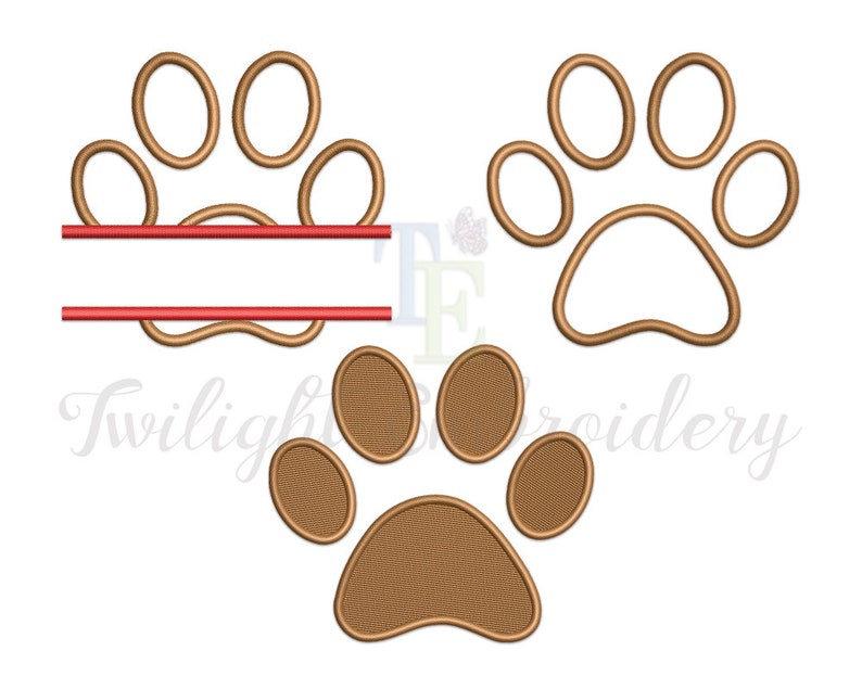 Set of 3 Paw Print Machine Embroidery Designs Paw Print Fill Stitch Embroidery Design Paw Print Applique Embroidery Design INSTANT DOWNLOAD image 1