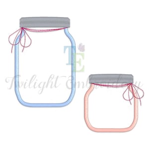 Set of 2 Mason Jar Applique Machine Embroidery Designs Fruit Jar Machine Embroidery Design Glass Jar Embroidery Design INSTANT DOWNLOAD