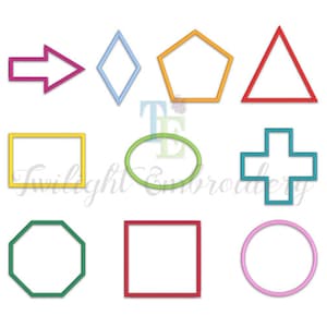 Set of 10 Shapes Applique Machine Embroidery Designs Circle Applique, Diamond Applique Square Applique Triangle Applique INSTANT DOWNLOAD