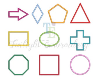 Set of 10 Shapes Applique Machine Embroidery Designs Circle Applique, Diamond Applique Square Applique Triangle Applique INSTANT DOWNLOAD