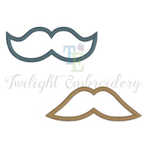 Set of 2 Mustache Applique Machine Embroidery Designs INSTANT DOWNLOAD image 1