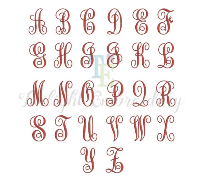 Interlocking Monogram Embroidery Font Machine Embroidery Interlocking Monogram Fonts In 6 Sizes INSTANT DOWNLOAD image 2