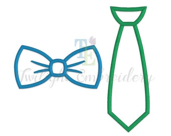 Set of 2 Bow Tie Applique Machine Embroidery Designs Tie Applique Machine Embroidery Design INSTANT DOWNLOAD