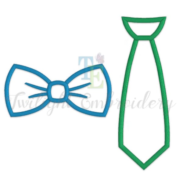 Set of 2 Bow Tie Applique Machine Embroidery Designs Tie Applique Machine Embroidery Design INSTANT DOWNLOAD