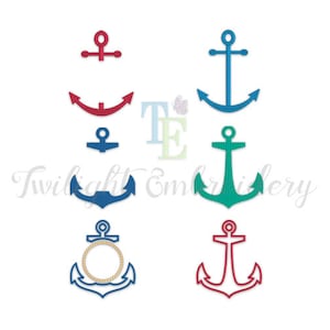 Set of 6 Anchor Machine Embroidery Designs, Anchor Embroidery Designs, Nautical Machine Embroidery Designs INSTANT DOWNLOAD
