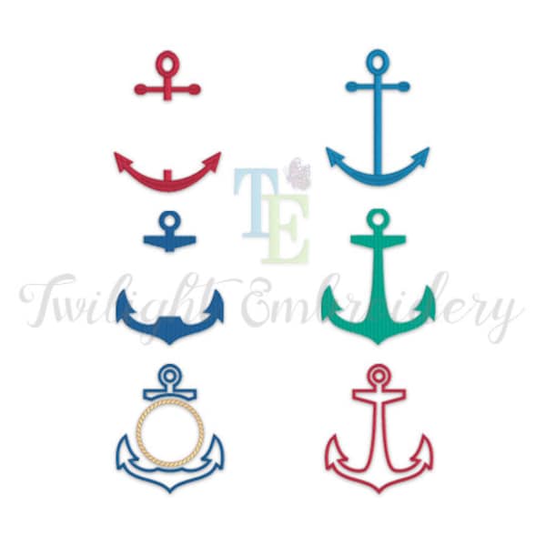 Set of 6 Anchor Machine Embroidery Designs, Anchor Embroidery Designs, Nautical Machine Embroidery Designs INSTANT DOWNLOAD