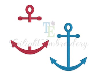 Set of 2 Anchor Machine Embroidery Designs, Split Anchor Machine Embroidery Design, Nautical Machine Embroidery Designs INSTANT DOWNLOAD