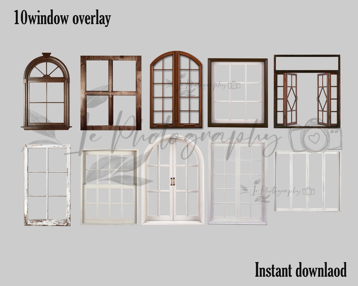 10 Window Overlays, Window Overlay, PNG Files, Photoshop Overlays ...