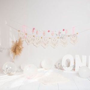 Boho birthday digital backdrops, baby girl birthday backdrop, digital background, first birthday, boho cake smash, one year old backdrop