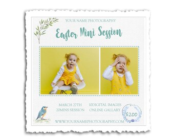 Spring Mini Session, Easter Mini Session Template, boho session template, Easter Minis, photoshop template