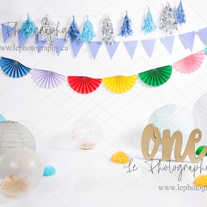 Baby birthday digital backdrops, cake smash birthday, child birthday backdrop, rainbow birthday digital background, rainbow color