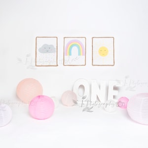 Girl birthday digital backdrops, One Year Birthday, birthday backdrop, digital background, first birthday, cake smash backdrop