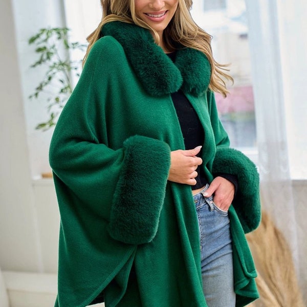 Hunter Green Faux Fur Coat