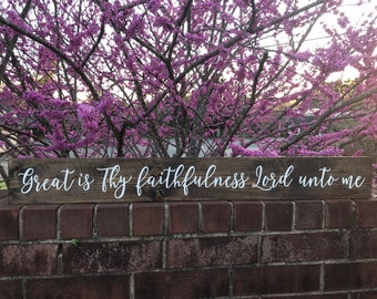 Great is Thy faithfulness, Lord unto me, hand painted wood sign, hymn lyrics, christian home decor, inspirational gift sign
