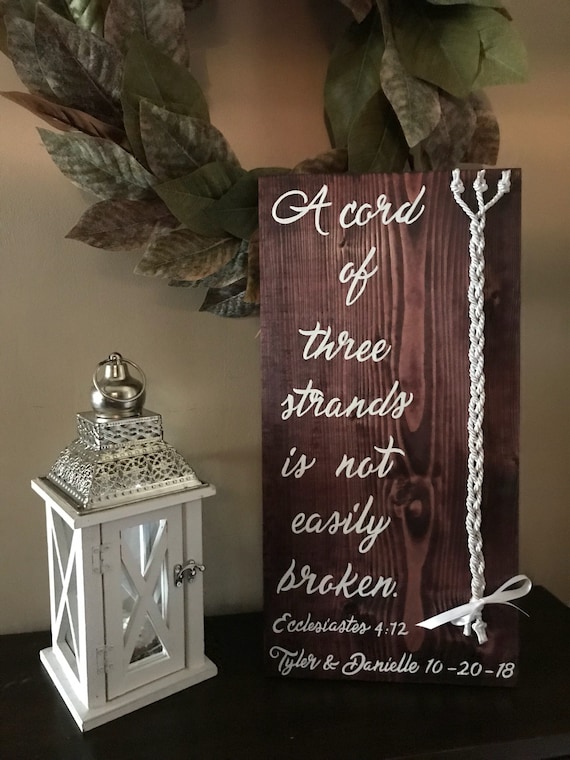 A Cord Of Three Strands Is Not Easily Broken Rustic Wedding Etsy