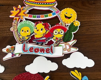 Cánticos Fiesta Cake Topper, Personalized Birthday Topper