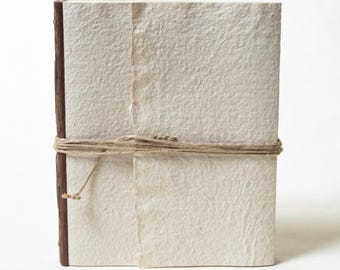 Handmade Blank Page Book, Hand-Carved Wood Spine, St. Armond Paper