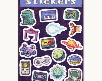 Nerdy Sticker Sheets 16 Vinyl Stickers (Physical) Movies, Tabletop RPG, Music, Video Games, Astronomy