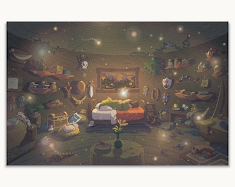 Original Digital Print - Hero's Room - Adventure Item Collection - Highly Detailed Digital Art Print