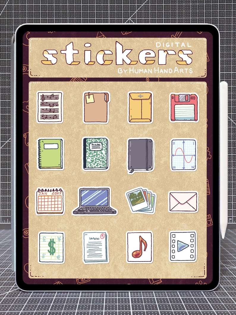 32 Supernote + Goodnotes Stickers - Hand-drawn E-ink & Color Digital ...