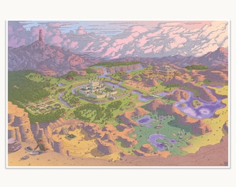 24" x 36" Original Legendary Landscape Map - Highly Detailed Digital Art Print