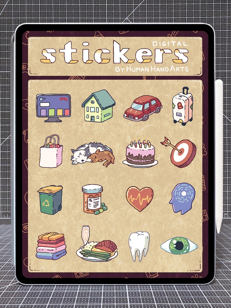 32 Supernote + Goodnotes Stickers - Hand-drawn E-ink & Color Digital ...