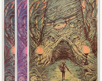 Original Riso Print - First Dungeon Entrance -Spooky Tree