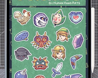 32 Supernote + Goodnotes Stickers - Hand-drawn E-Ink & Color Digital Stickers - Legendary Theme