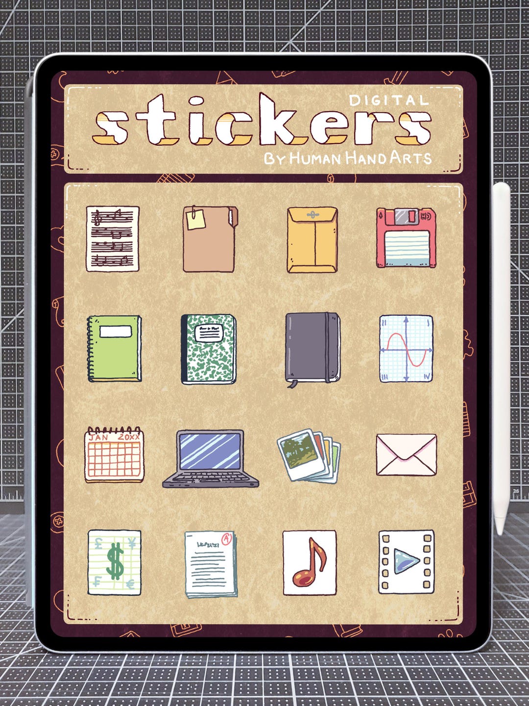 32 Supernote + Goodnotes Stickers - Hand-drawn E-ink & Color Digital ...