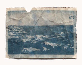 UAP UFO Photography Art Hand-printed Cyanotype Weathered Old Photograph