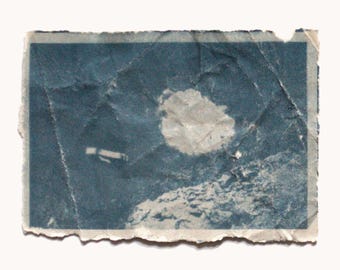 UAP UFO Photography Art Hand-printed Cyanotype Weathered Old Photograph