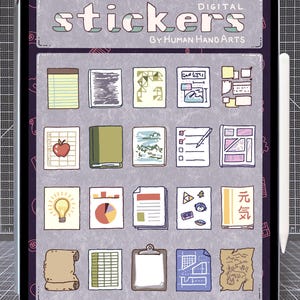 20 Supernote + Goodnotes-stickers - handgetekende e-inkt en digitale kleurenstickers - Icons Vol. 1