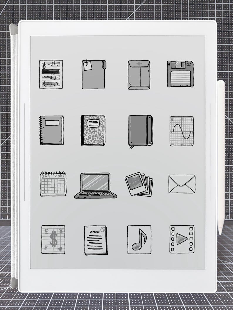 32 Supernote + Goodnotes Stickers - Hand-drawn E-ink & Color Digital ...