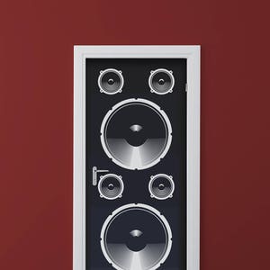 Audio Concert Speaker for Door Vinyl Decal 30x79 Loud Music DJ Party Dance Studio Speakers Audio Beats Amps Surround Sound by Wallagio